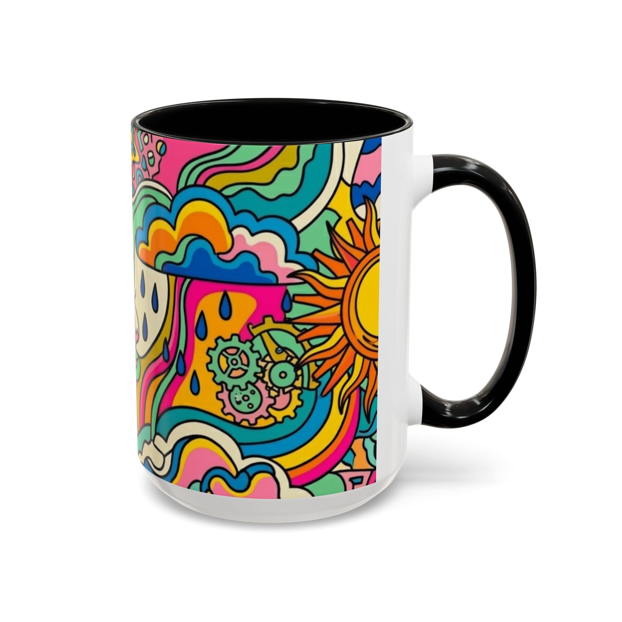 Radiant Balance Coffee Mug — Colorful Retro 11/15oz Ceramic