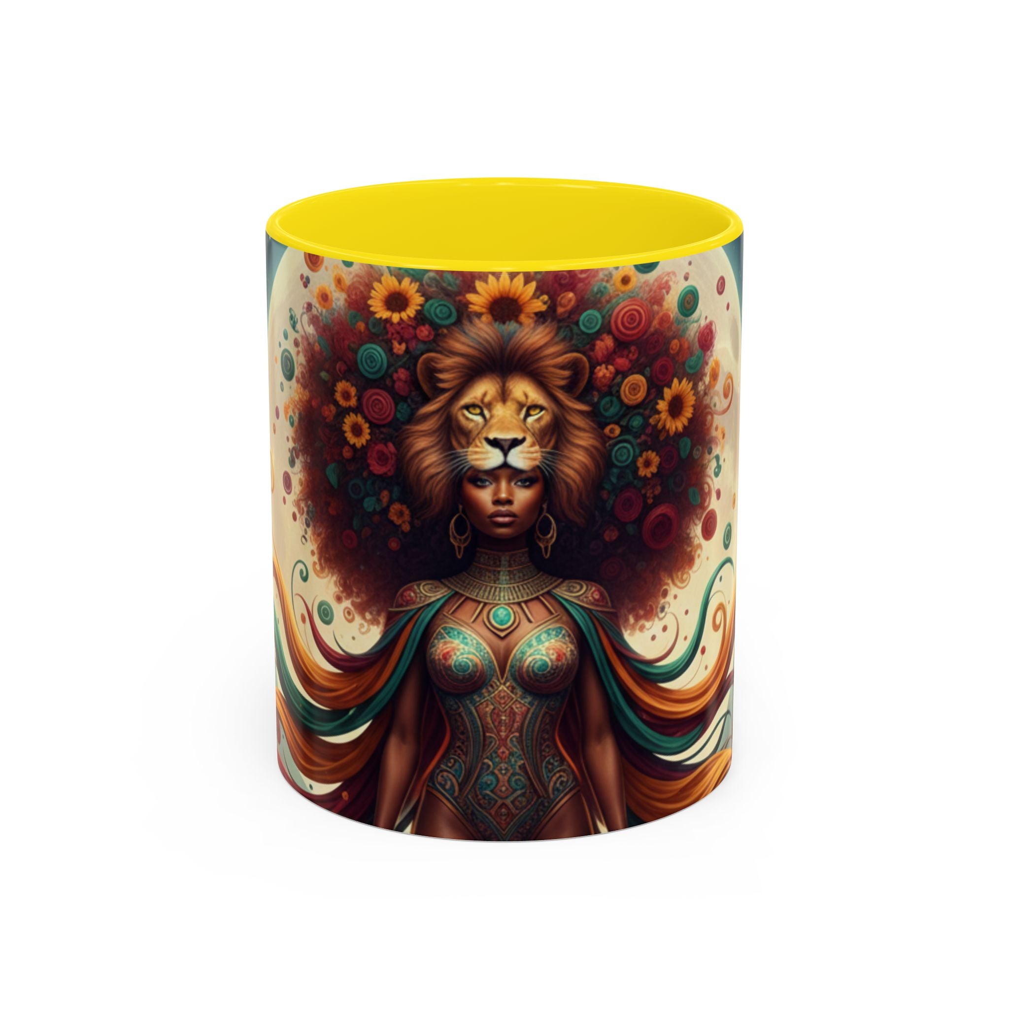 Sunflower Lion Goddess— Afrocentric Floral Art 11/15oz