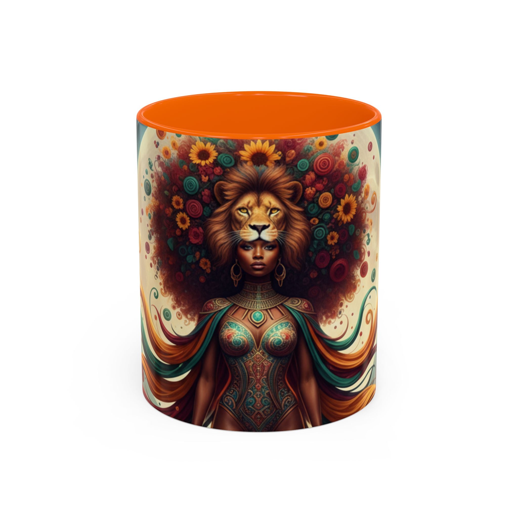 Sunflower Lion Goddess— Afrocentric Floral Art 11/15oz