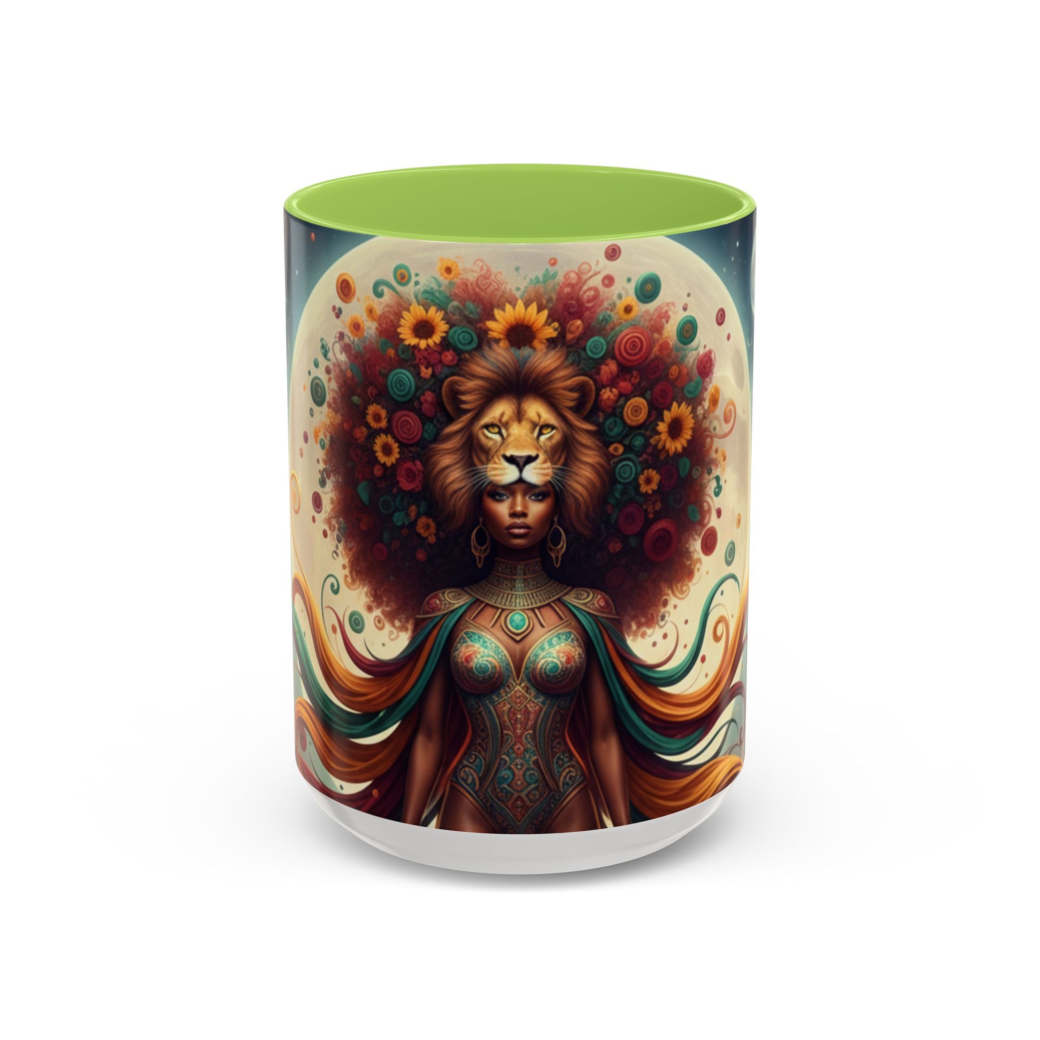 Sunflower Lion Goddess— Afrocentric Floral Art 11/15oz