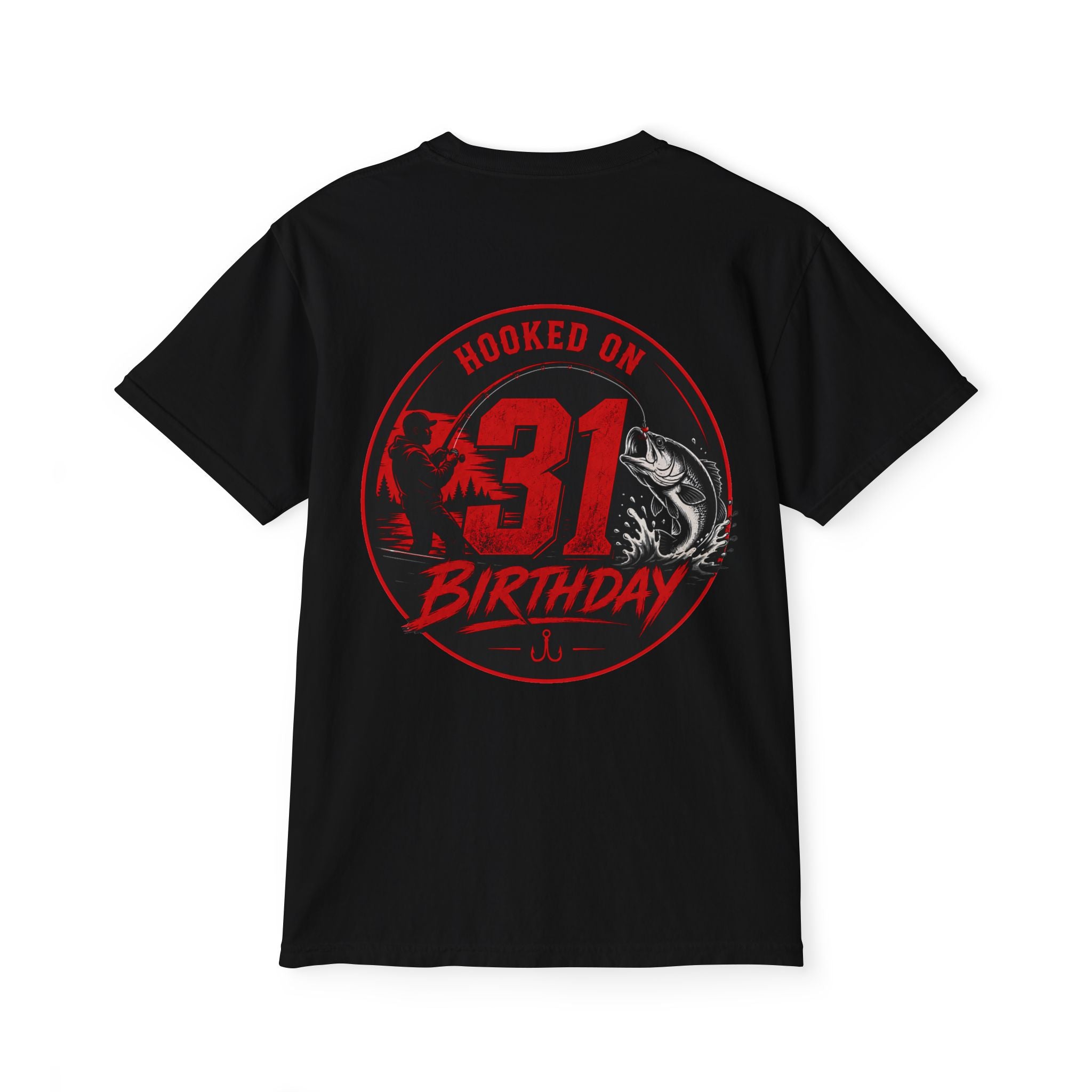 Fishing Birthday T-Shirt — "Hooked on 31" Pocket Tee