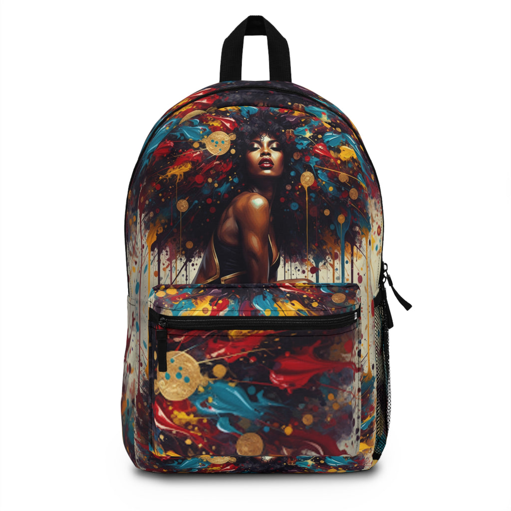 Artistic Afrocentric Backpack — Colorful Woman Portrait Print