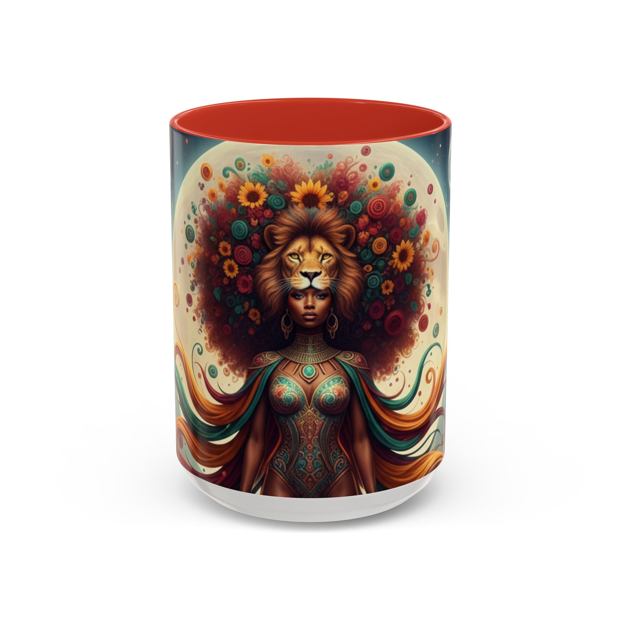 Sunflower Lion Goddess— Afrocentric Floral Art 11/15oz