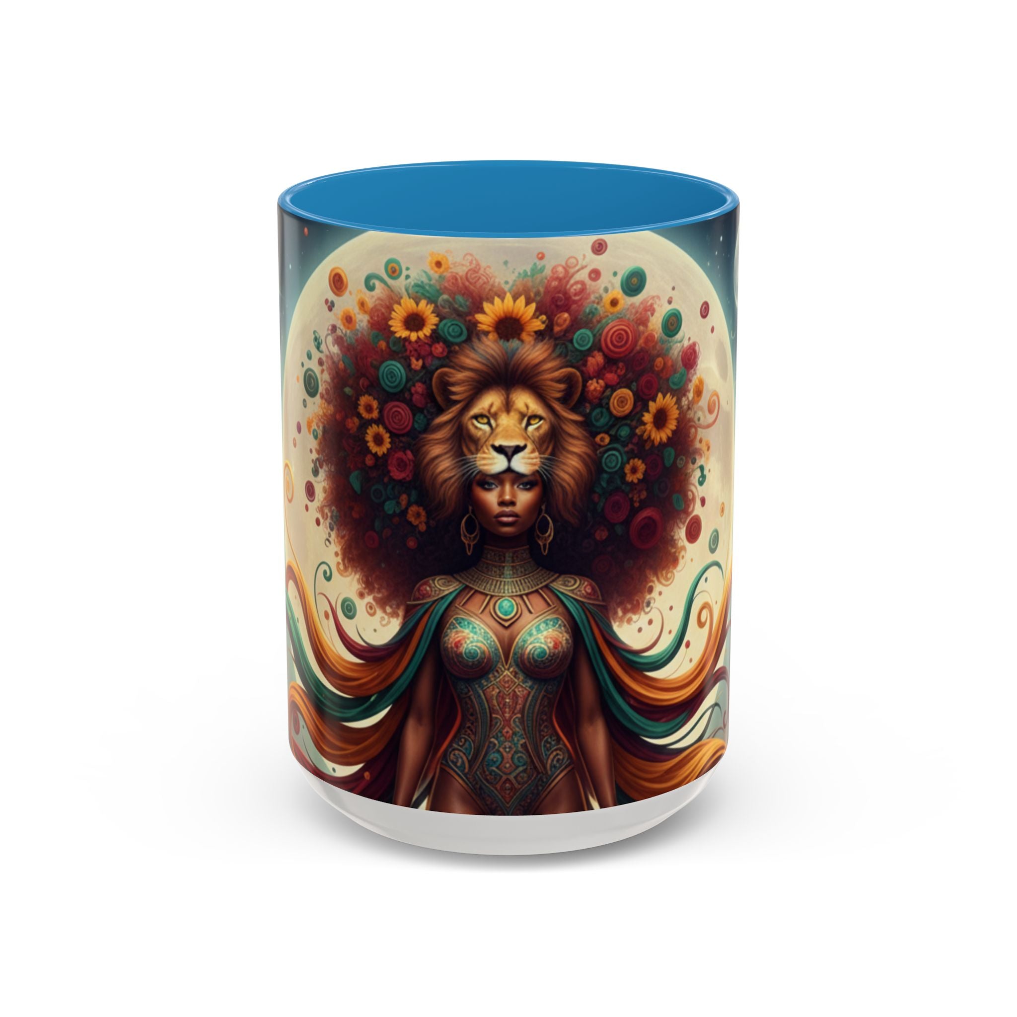 Sunflower Lion Goddess— Afrocentric Floral Art 11/15oz