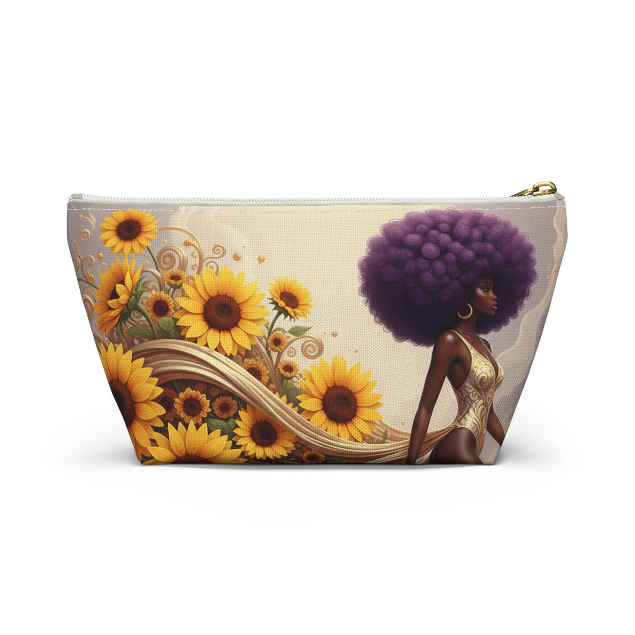 Golden Sunflower Goddess Makeup Bag