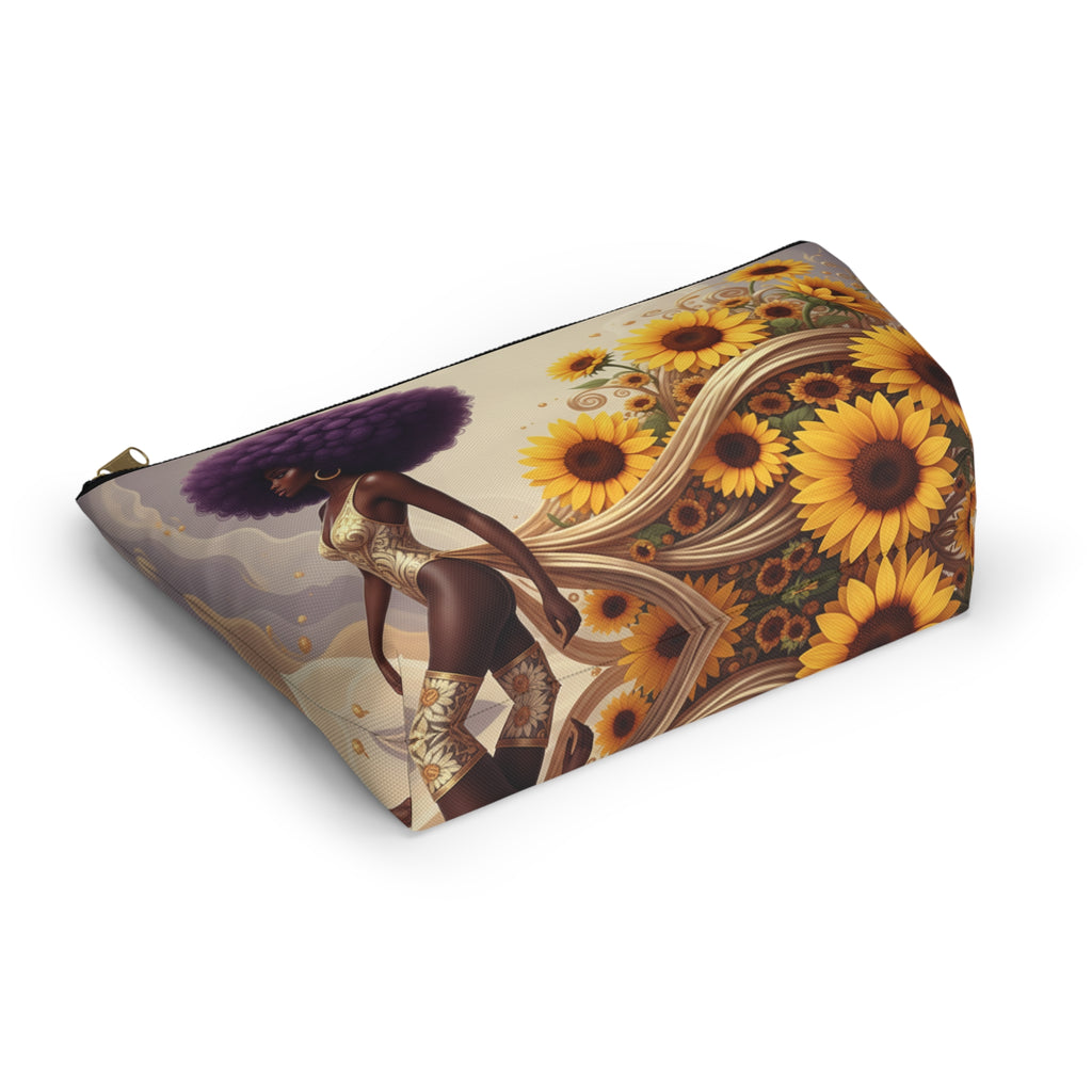 Golden Sunflower Goddess Makeup Bag