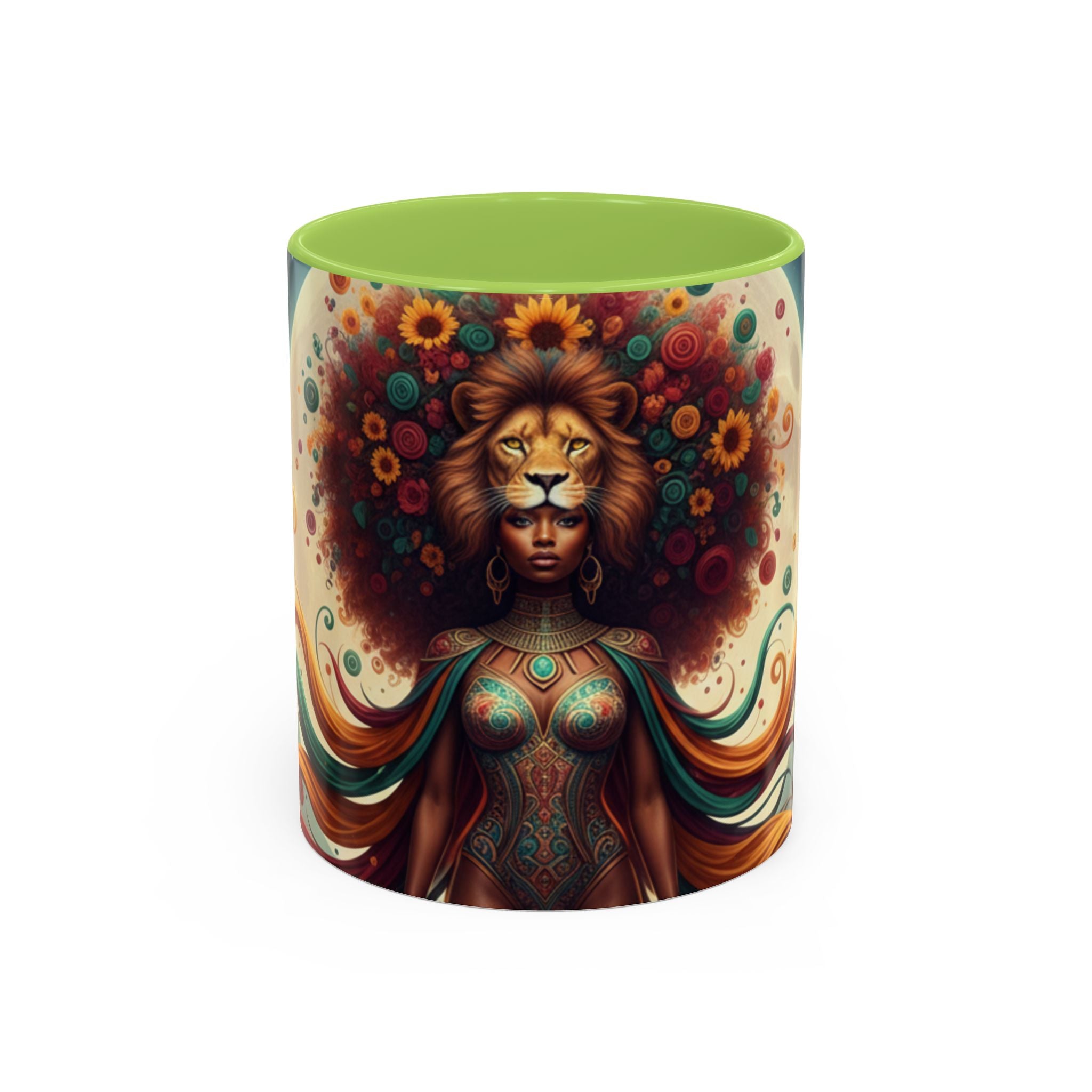Sunflower Lion Goddess— Afrocentric Floral Art 11/15oz