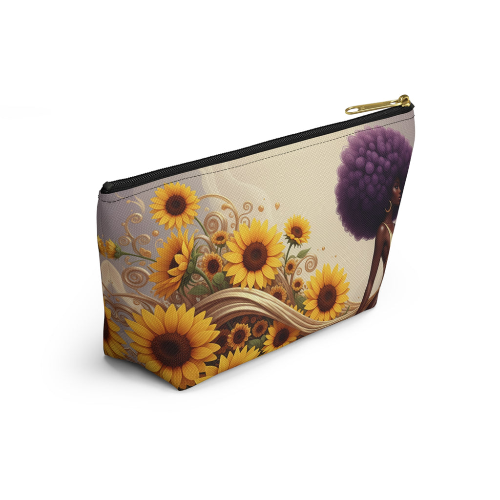 Golden Sunflower Goddess Makeup Bag