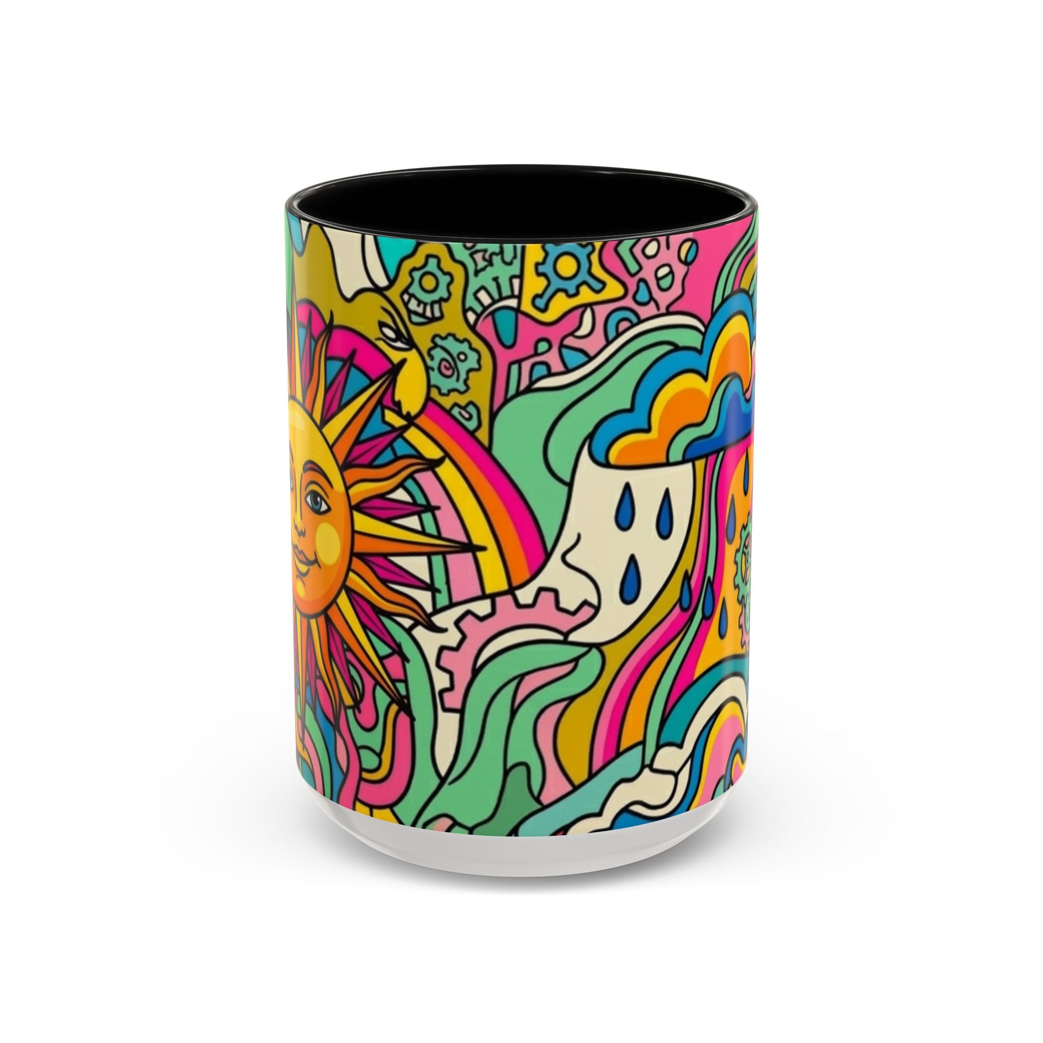 Radiant Balance Coffee Mug — Colorful Retro 11/15oz Ceramic
