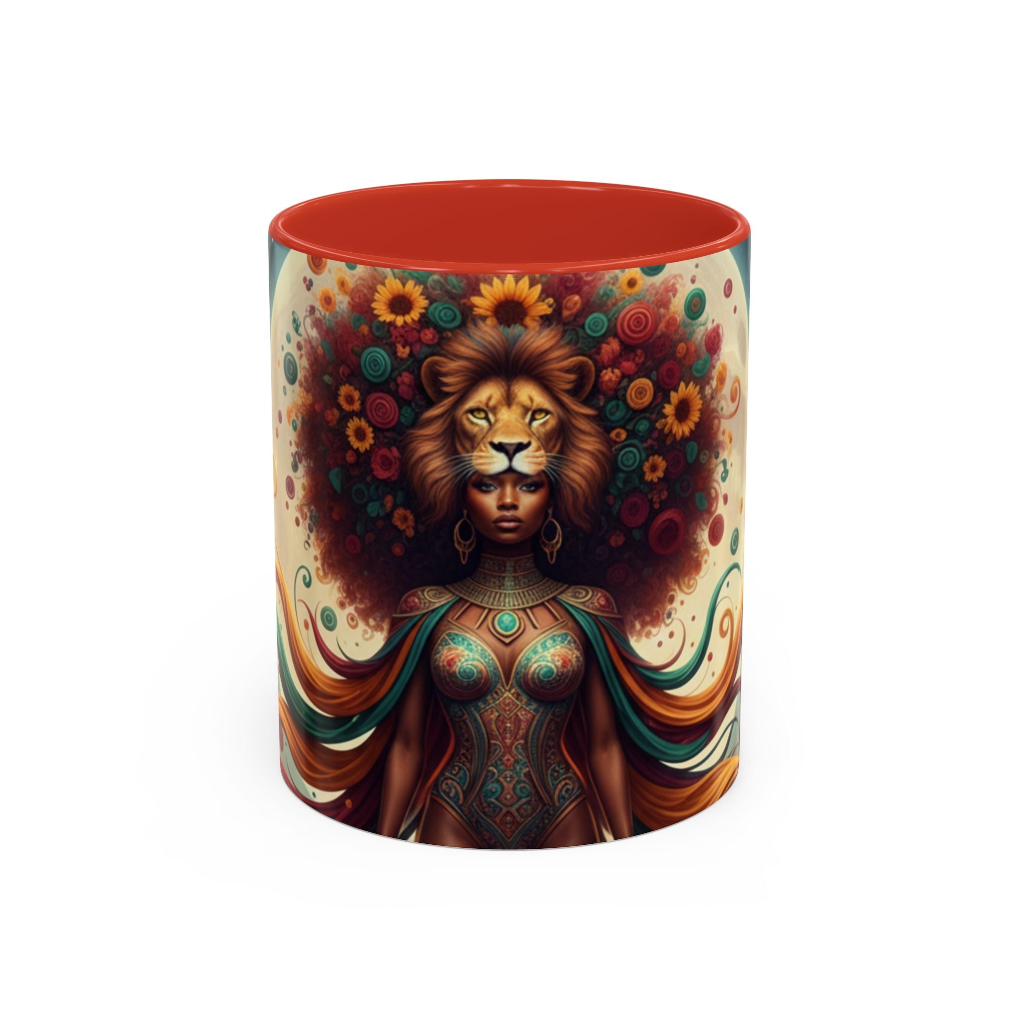 Sunflower Lion Goddess— Afrocentric Floral Art 11/15oz