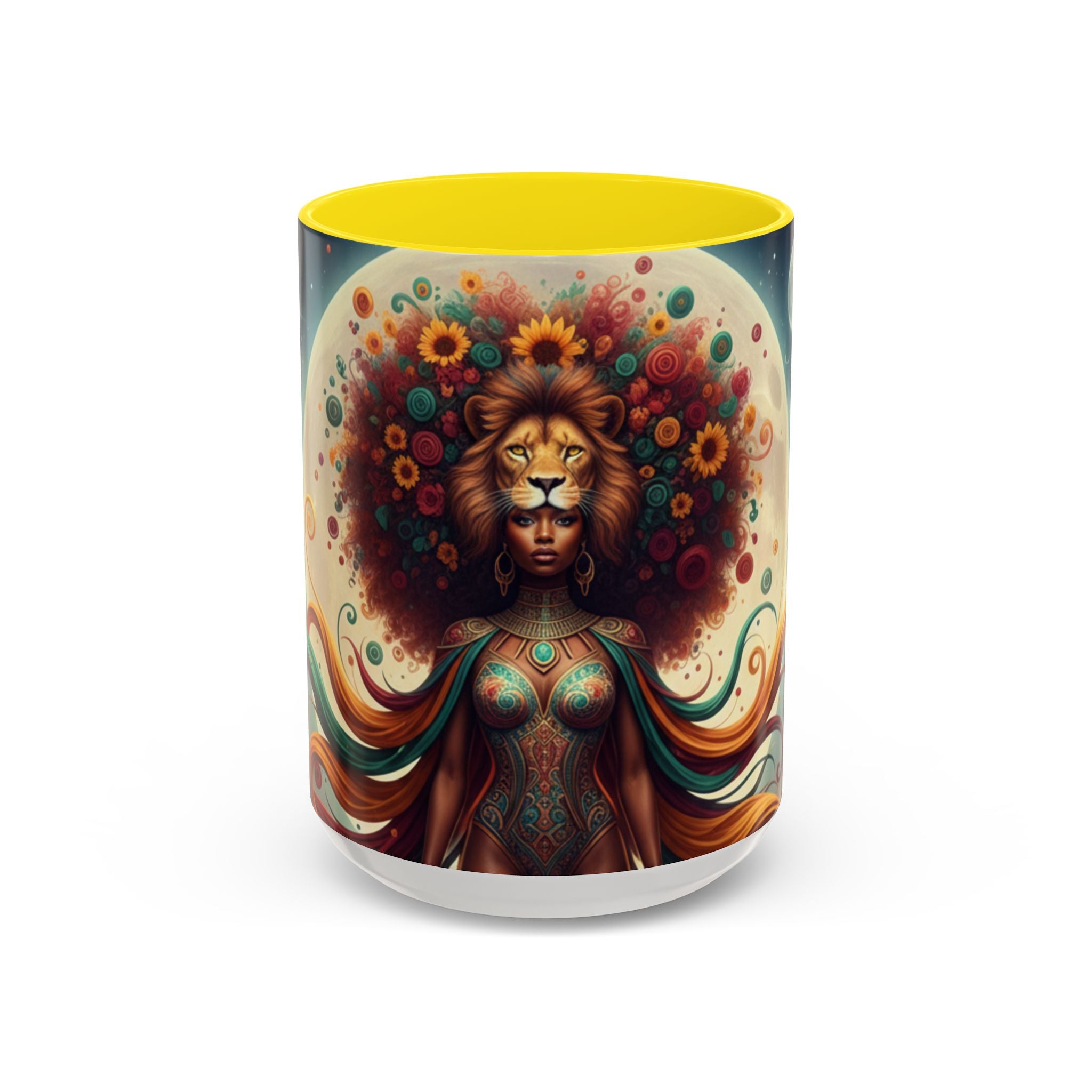 Sunflower Lion Goddess— Afrocentric Floral Art 11/15oz