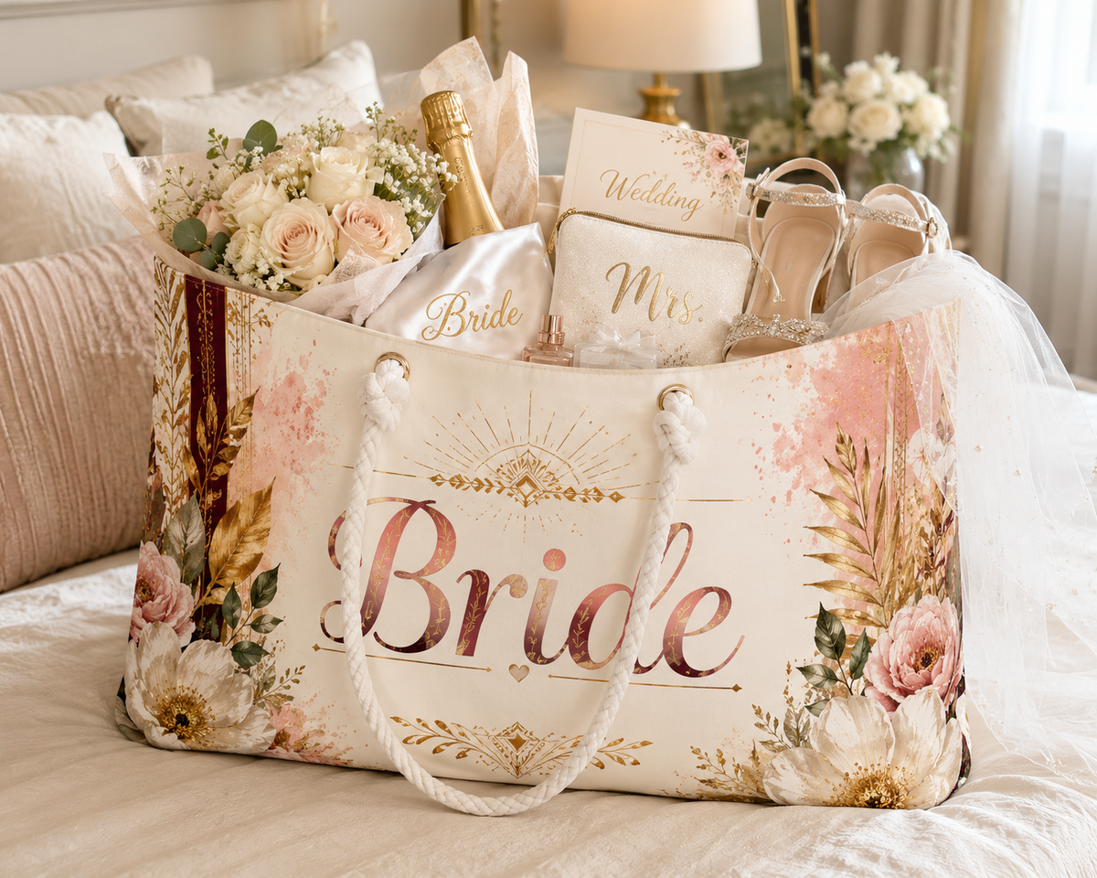 Personalized Afro-Luxe Bride Weekender Bag — Custom Name & Date