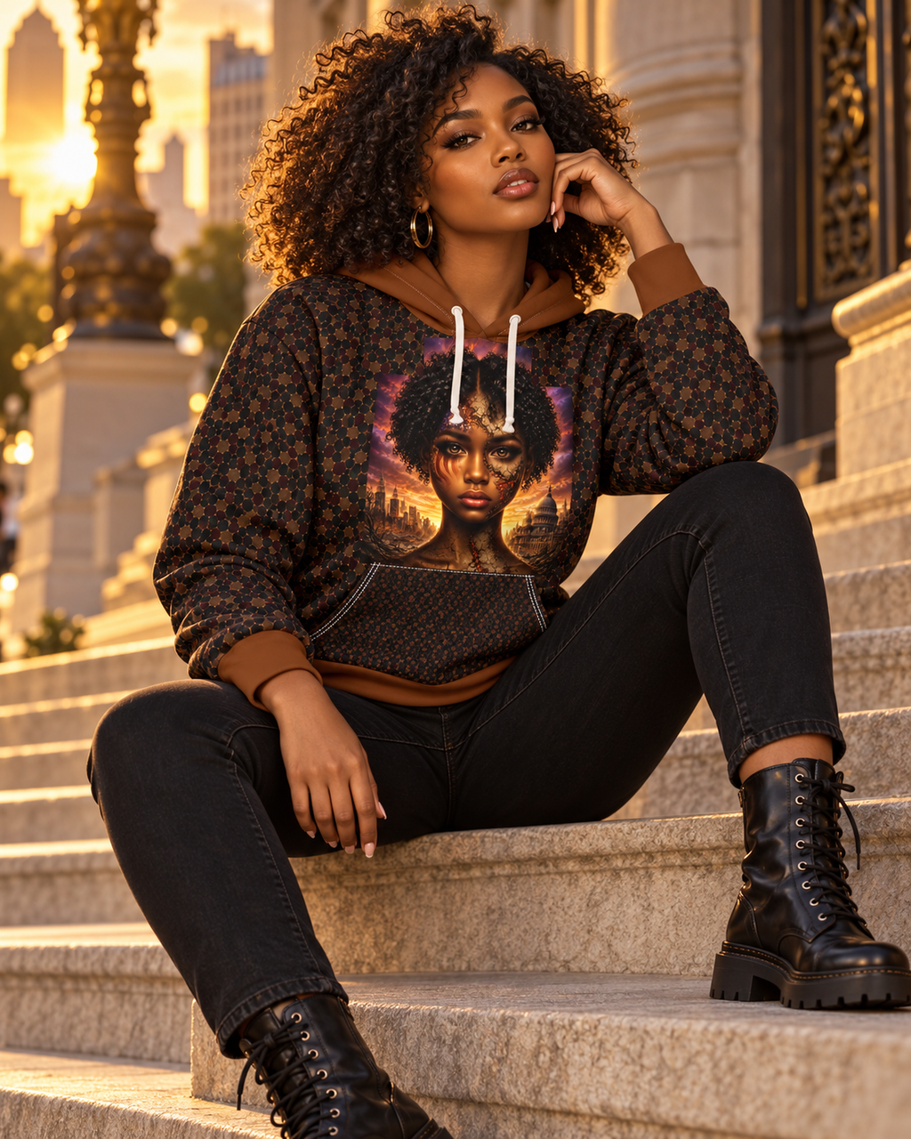 Gilded Legacy Face Pullover Hoodie