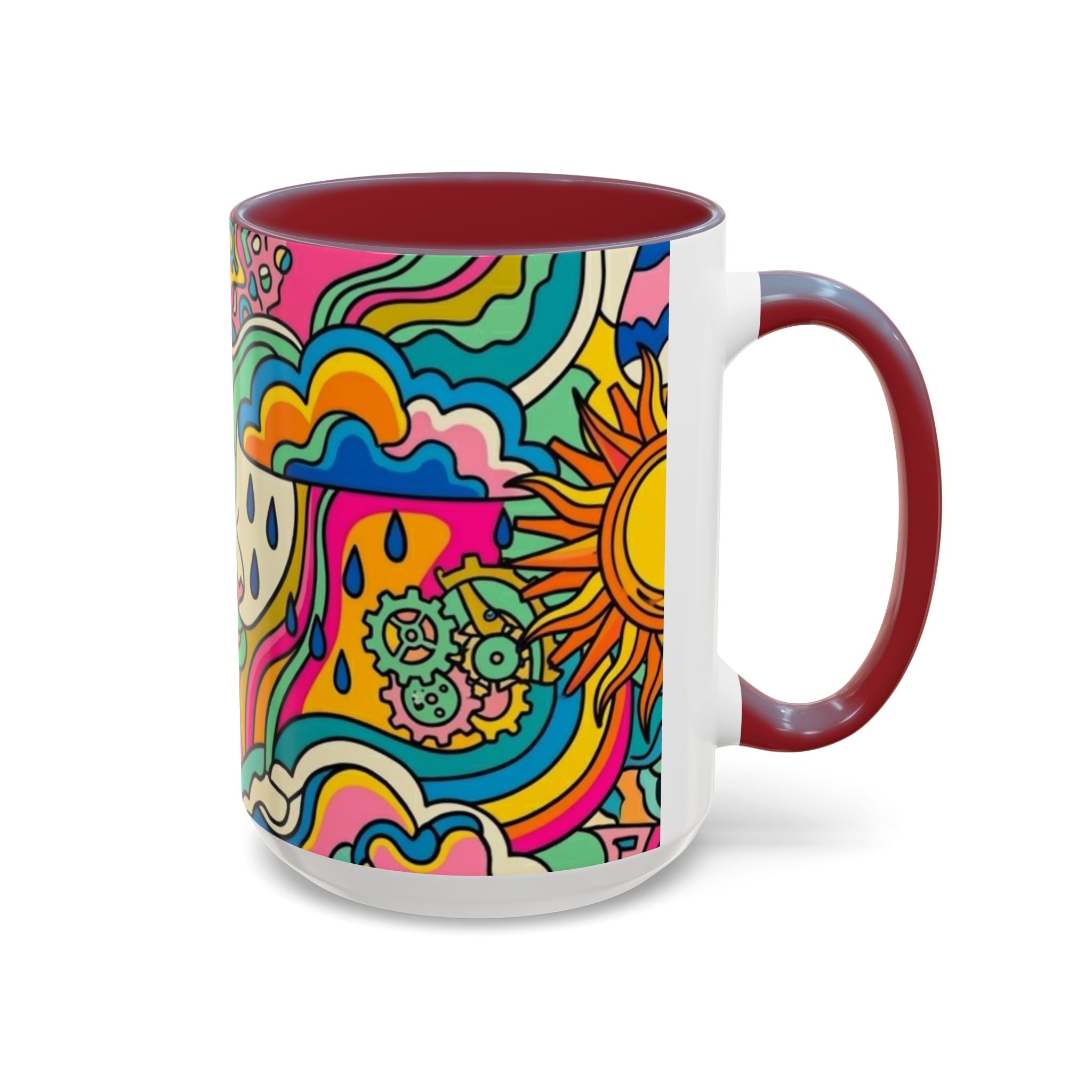 Radiant Balance Coffee Mug — Colorful Retro 11/15oz Ceramic