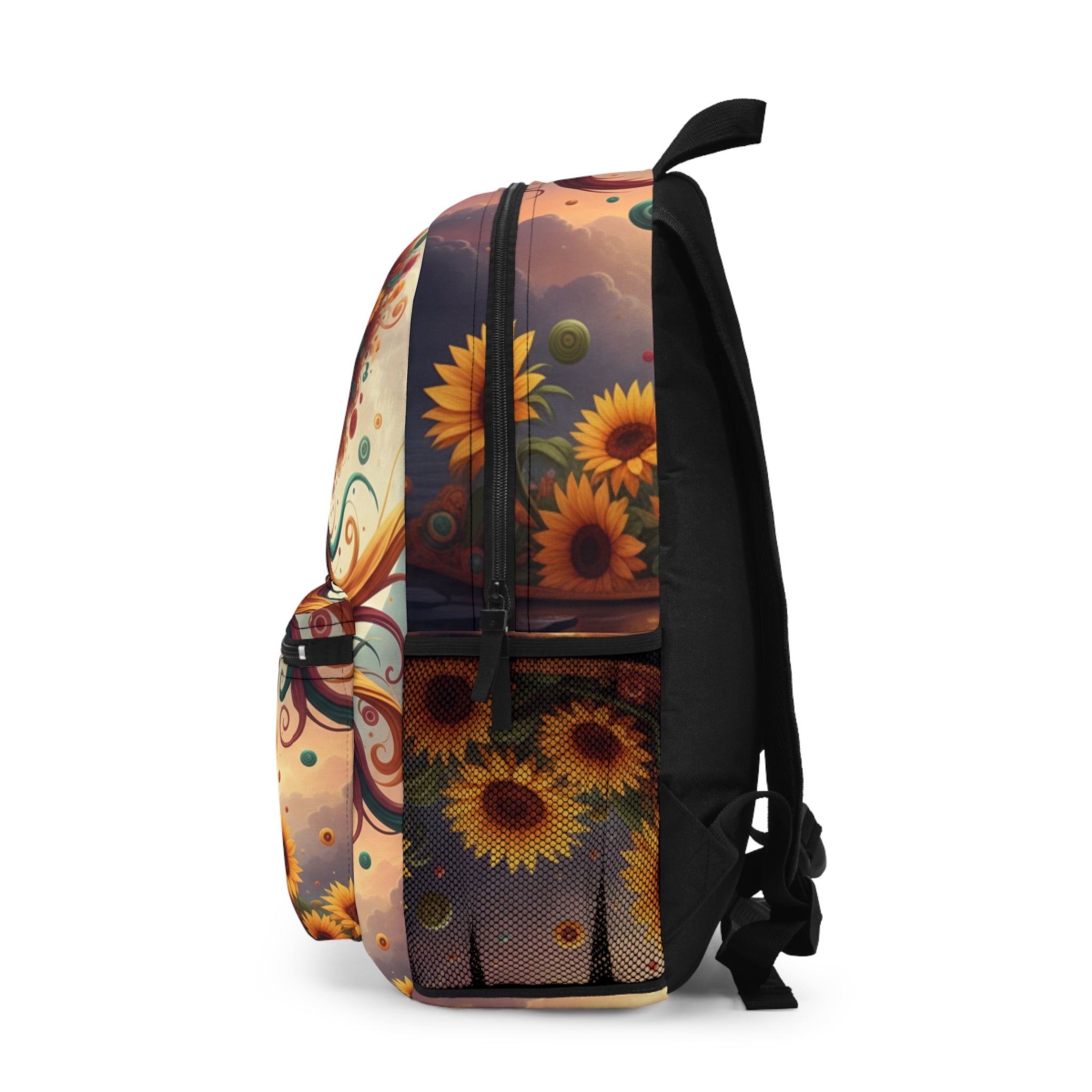 Lioness Goddess Backpack Boho Afro-Fantasy Art Backpack with Sunflower Motif