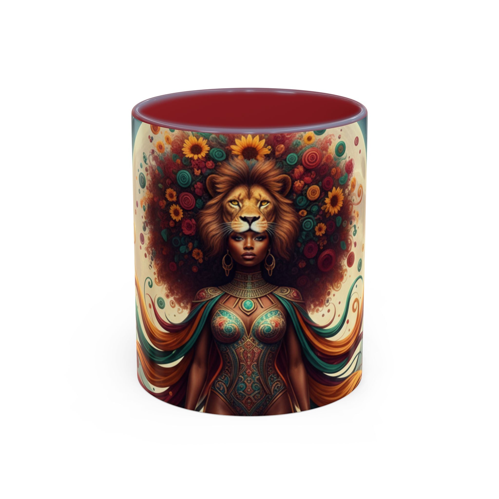 Sunflower Lion Goddess— Afrocentric Floral Art 11/15oz