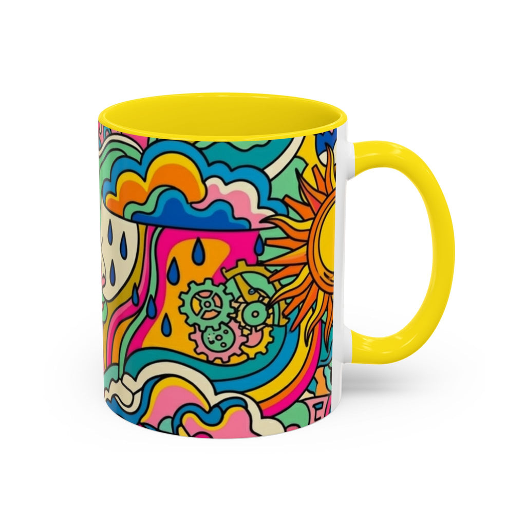 Radiant Balance Coffee Mug — Colorful Retro 11/15oz Ceramic