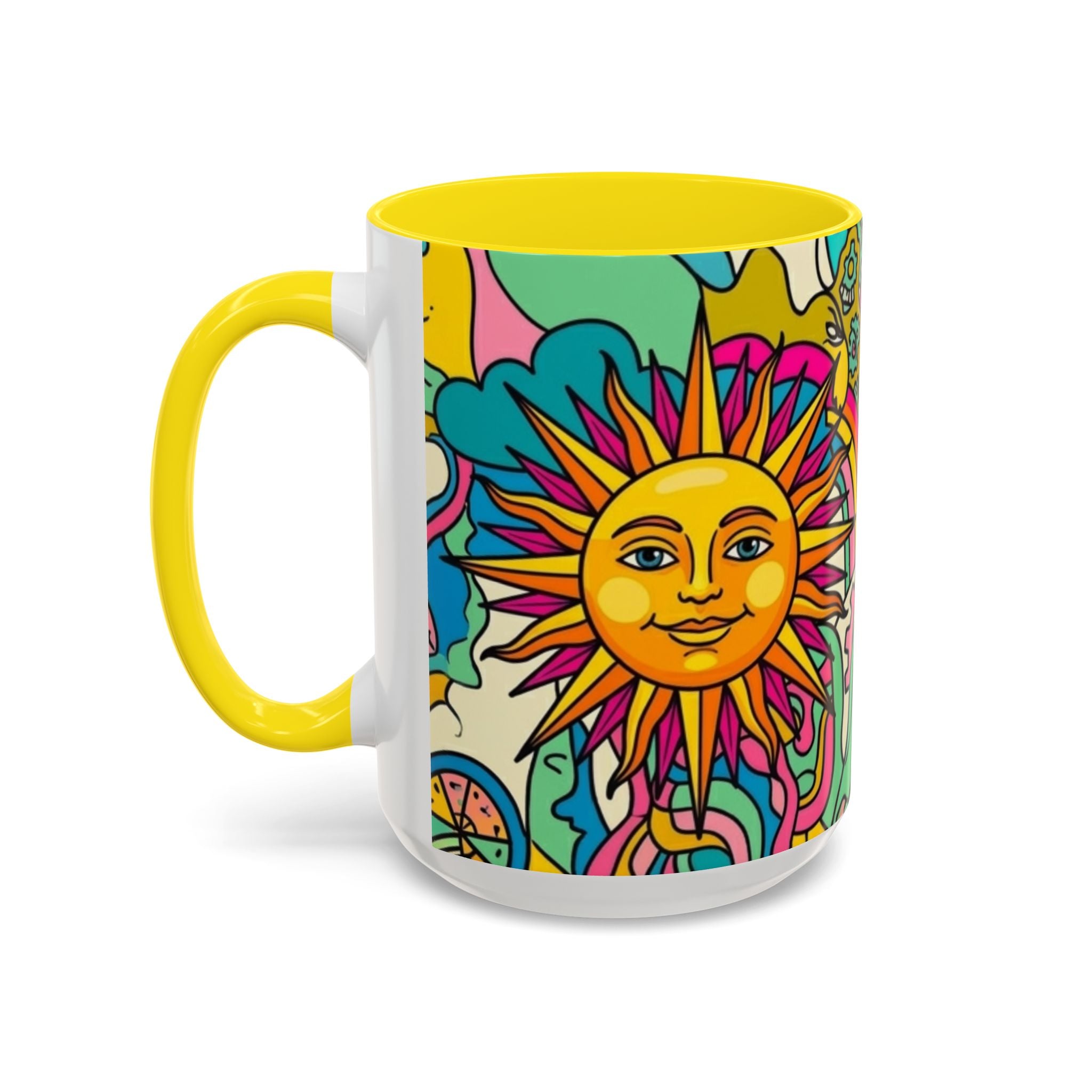 Radiant Balance Coffee Mug — Colorful Retro 11/15oz Ceramic