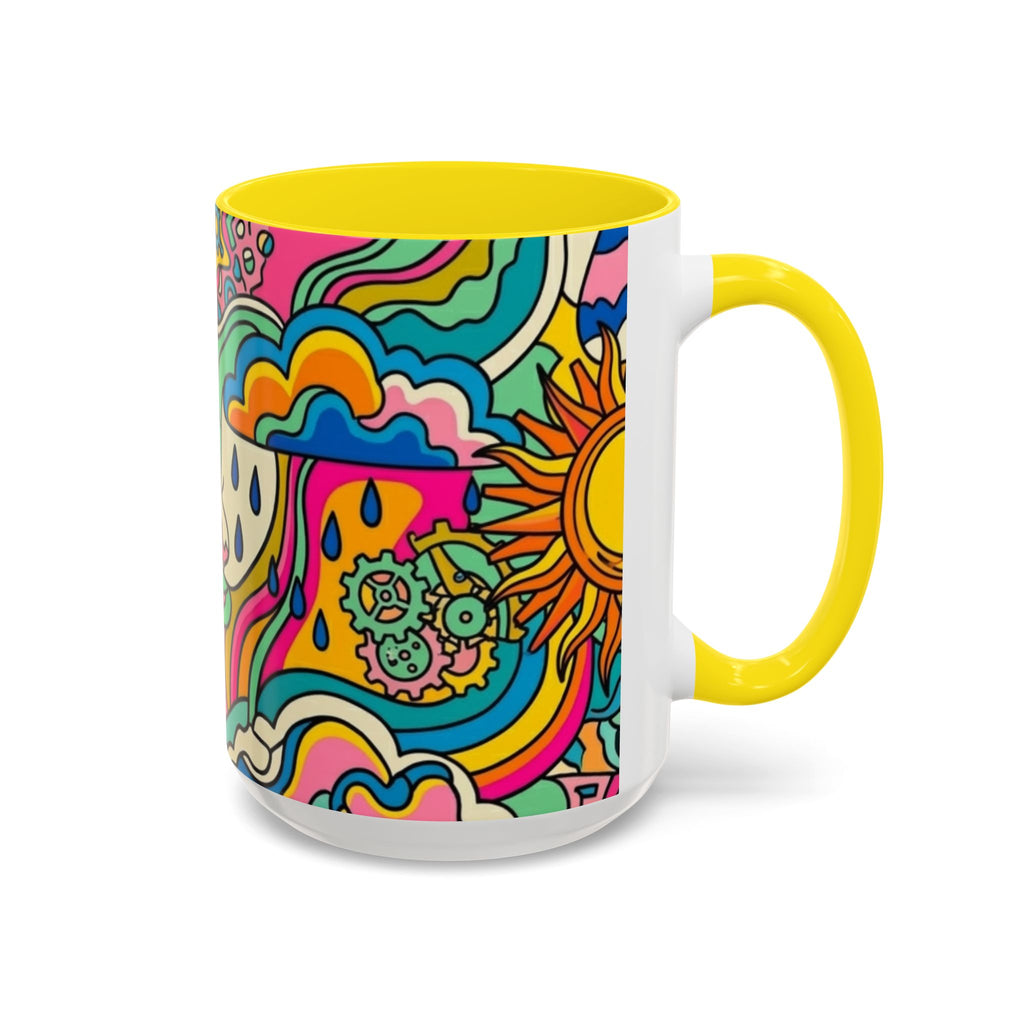 Radiant Balance Coffee Mug — Colorful Retro 11/15oz Ceramic