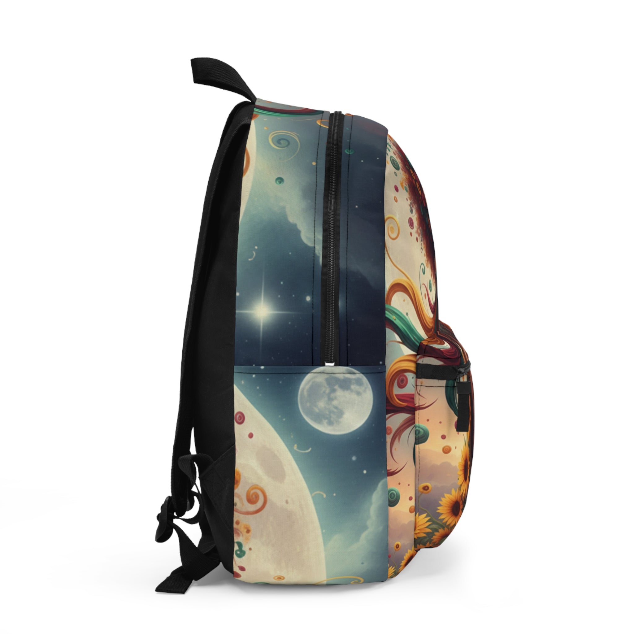 Lioness Goddess Backpack Boho Afro-Fantasy Art Backpack with Sunflower Motif