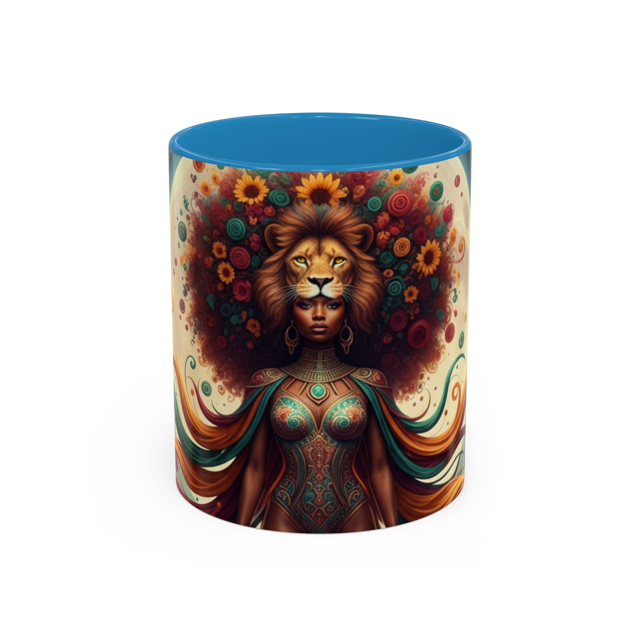 Sunflower Lion Goddess— Afrocentric Floral Art 11/15oz