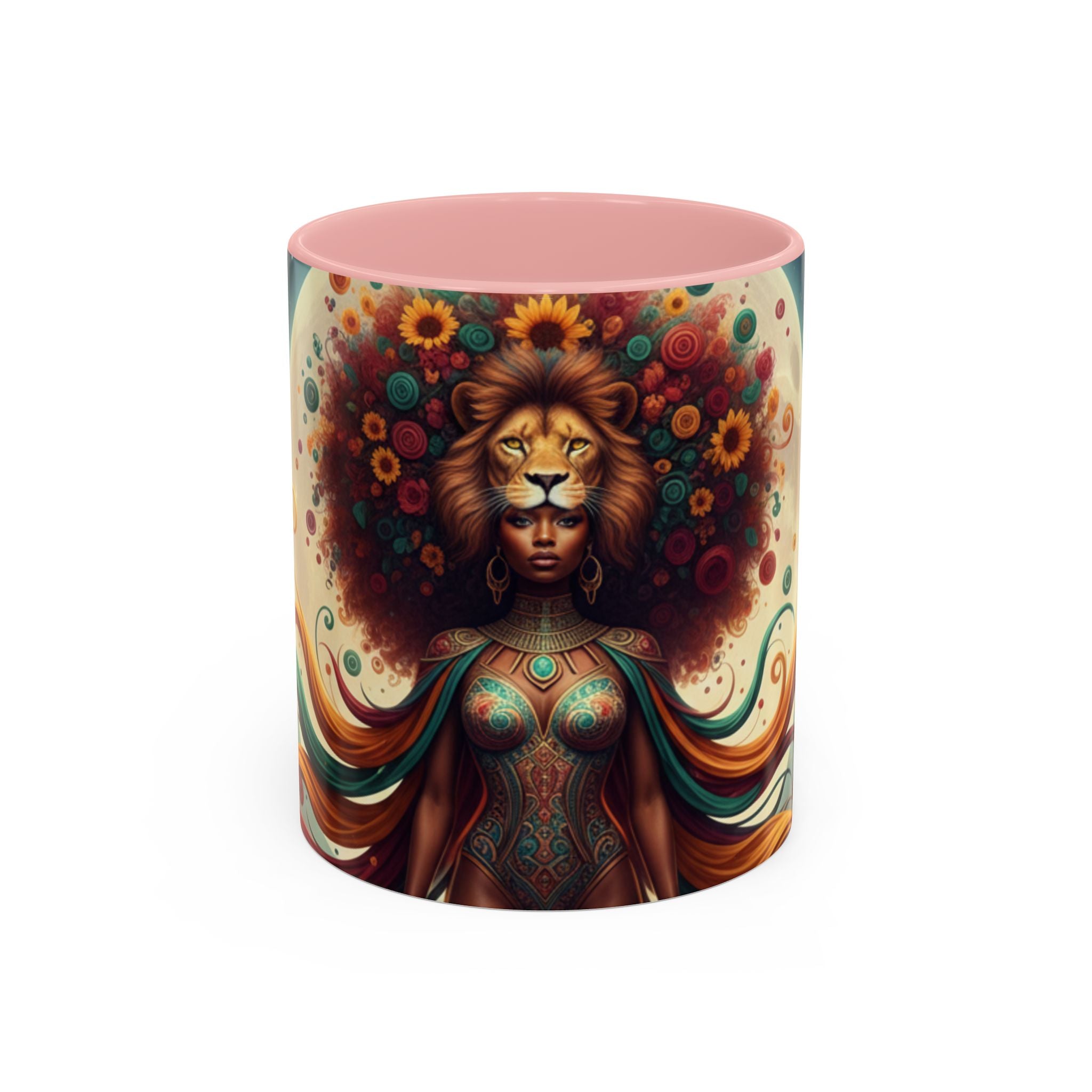 Sunflower Lion Goddess— Afrocentric Floral Art 11/15oz