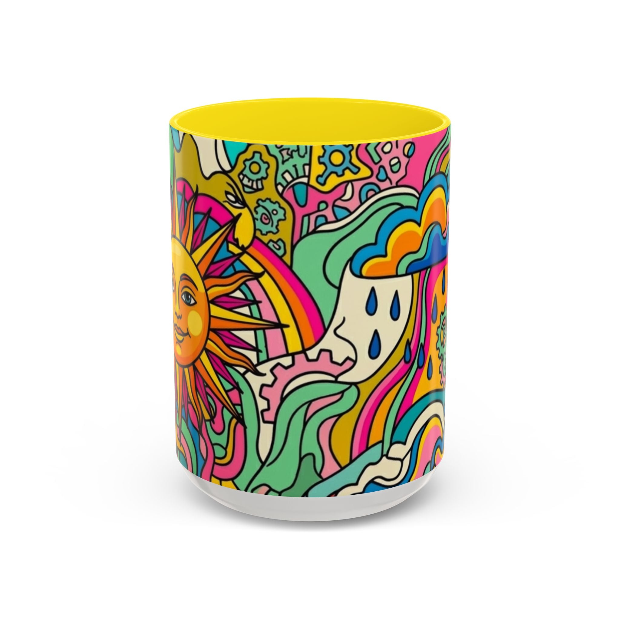 Radiant Balance Coffee Mug — Colorful Retro 11/15oz Ceramic