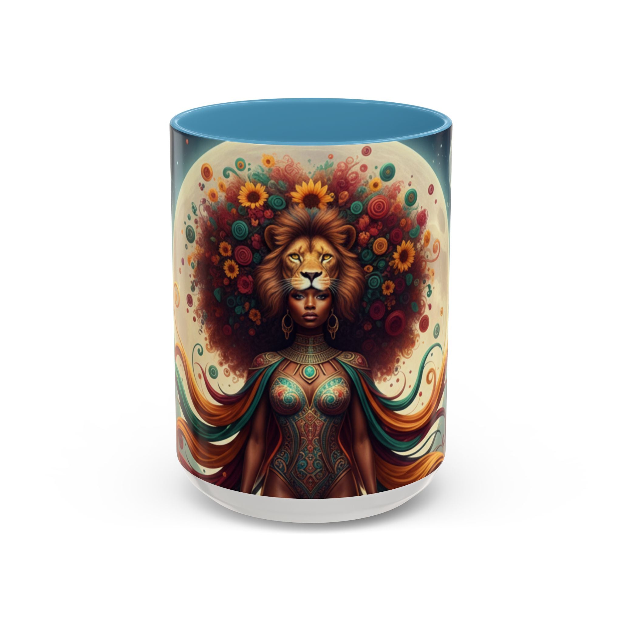 Sunflower Lion Goddess— Afrocentric Floral Art 11/15oz