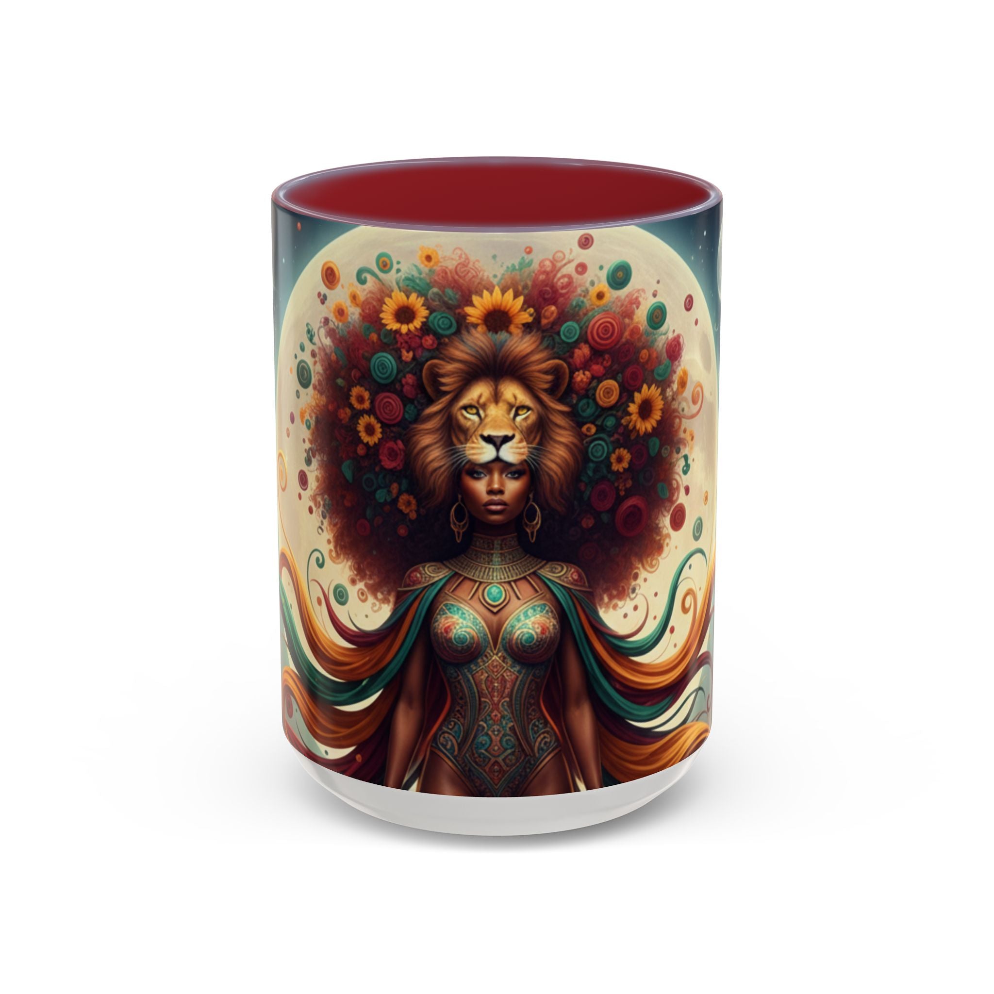 Sunflower Lion Goddess— Afrocentric Floral Art 11/15oz