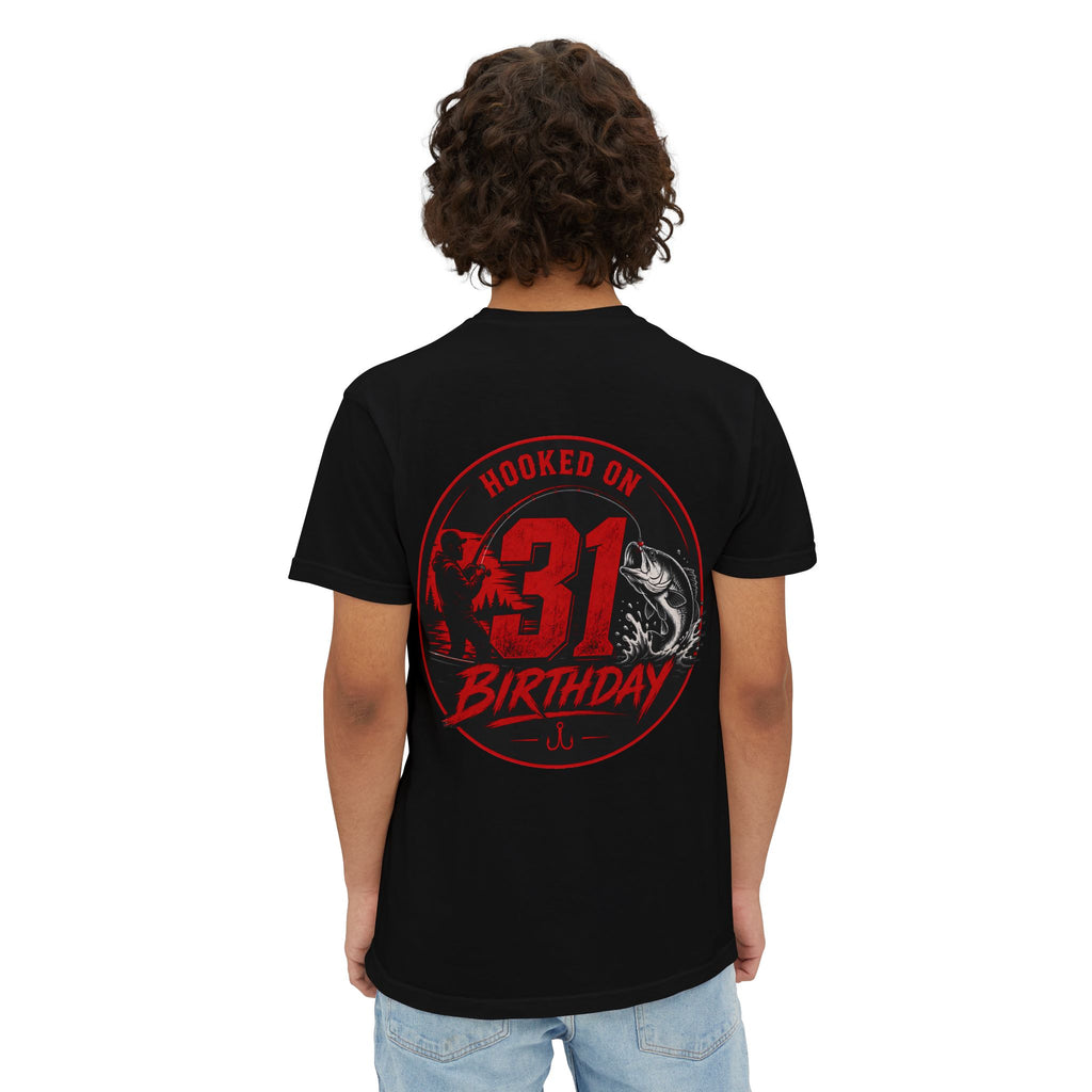 Fishing Birthday T-Shirt — "Hooked on 31" Pocket Tee