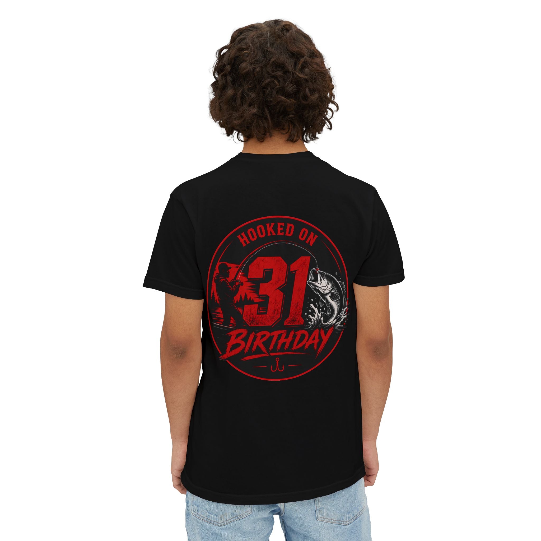 Fishing Birthday T-Shirt — "Hooked on 31" Pocket Tee