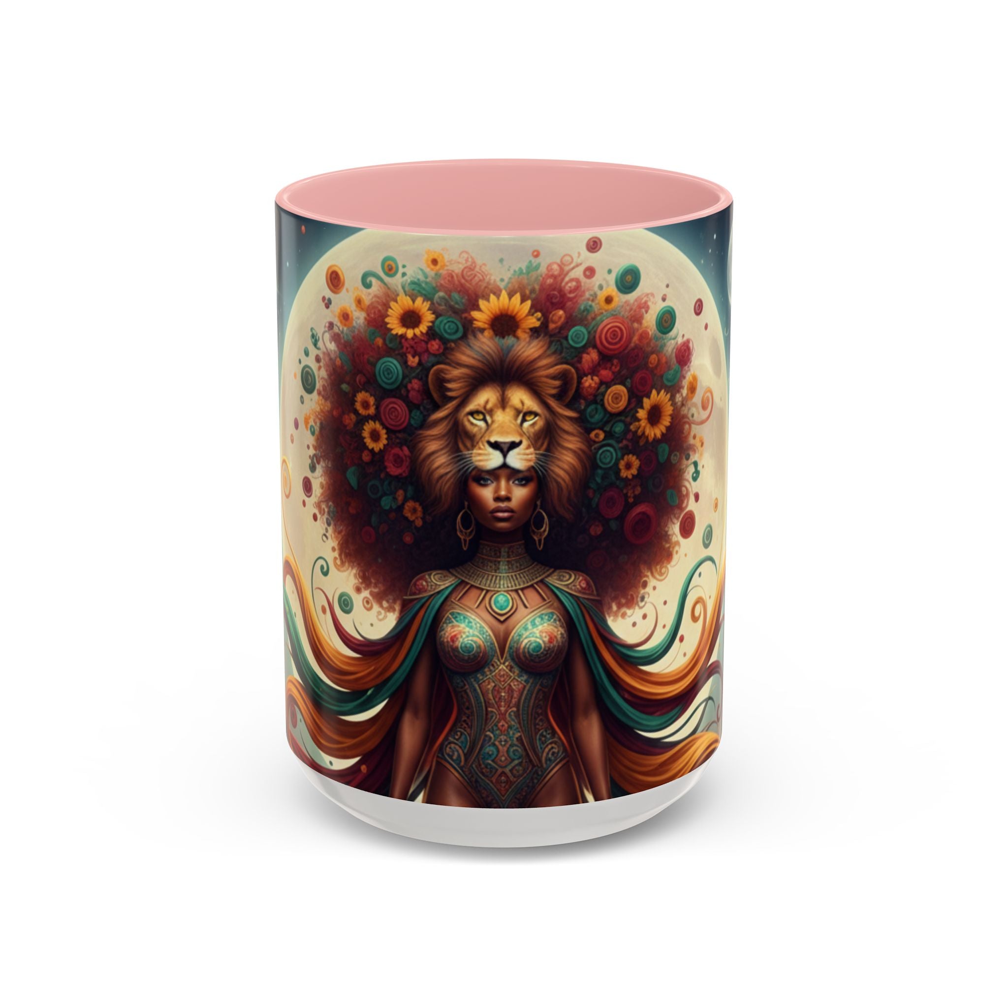 Sunflower Lion Goddess— Afrocentric Floral Art 11/15oz